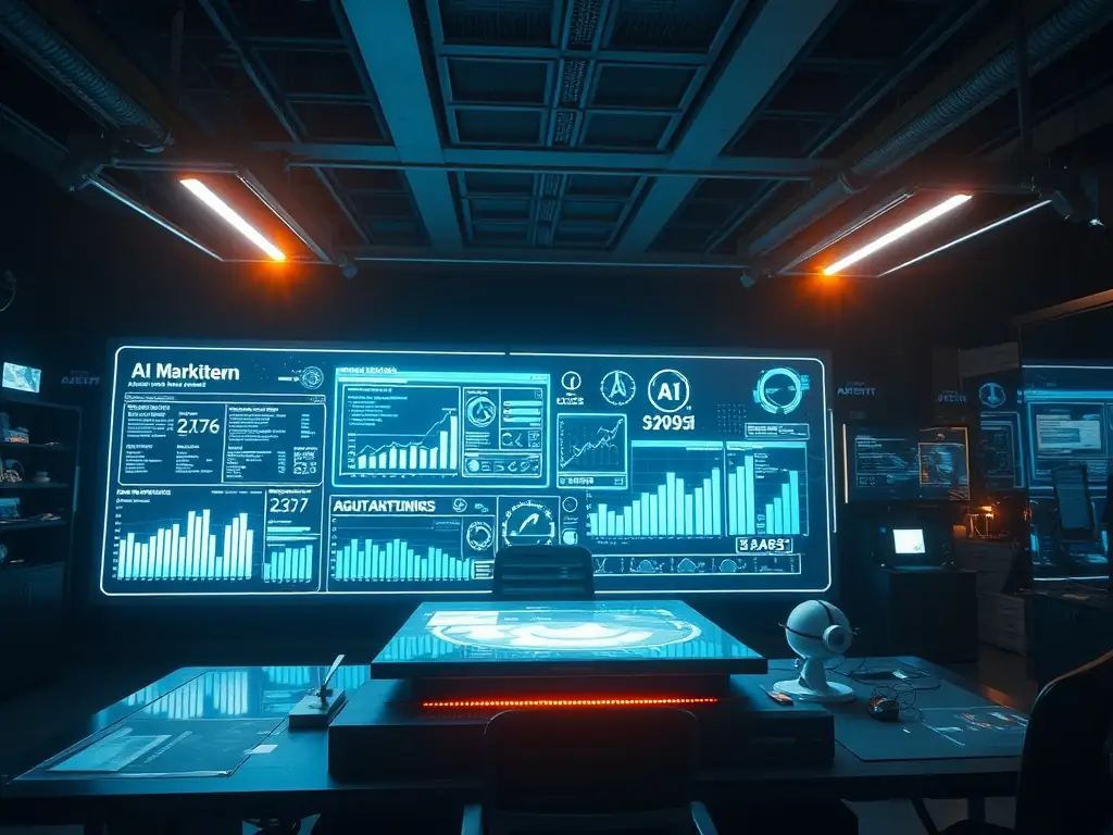 A dynamic image depicting AI EngineBoost in action, with data streams flowing and content being distributed across various digital channels, symbolizing the transformative power of AI in content creation and distribution.