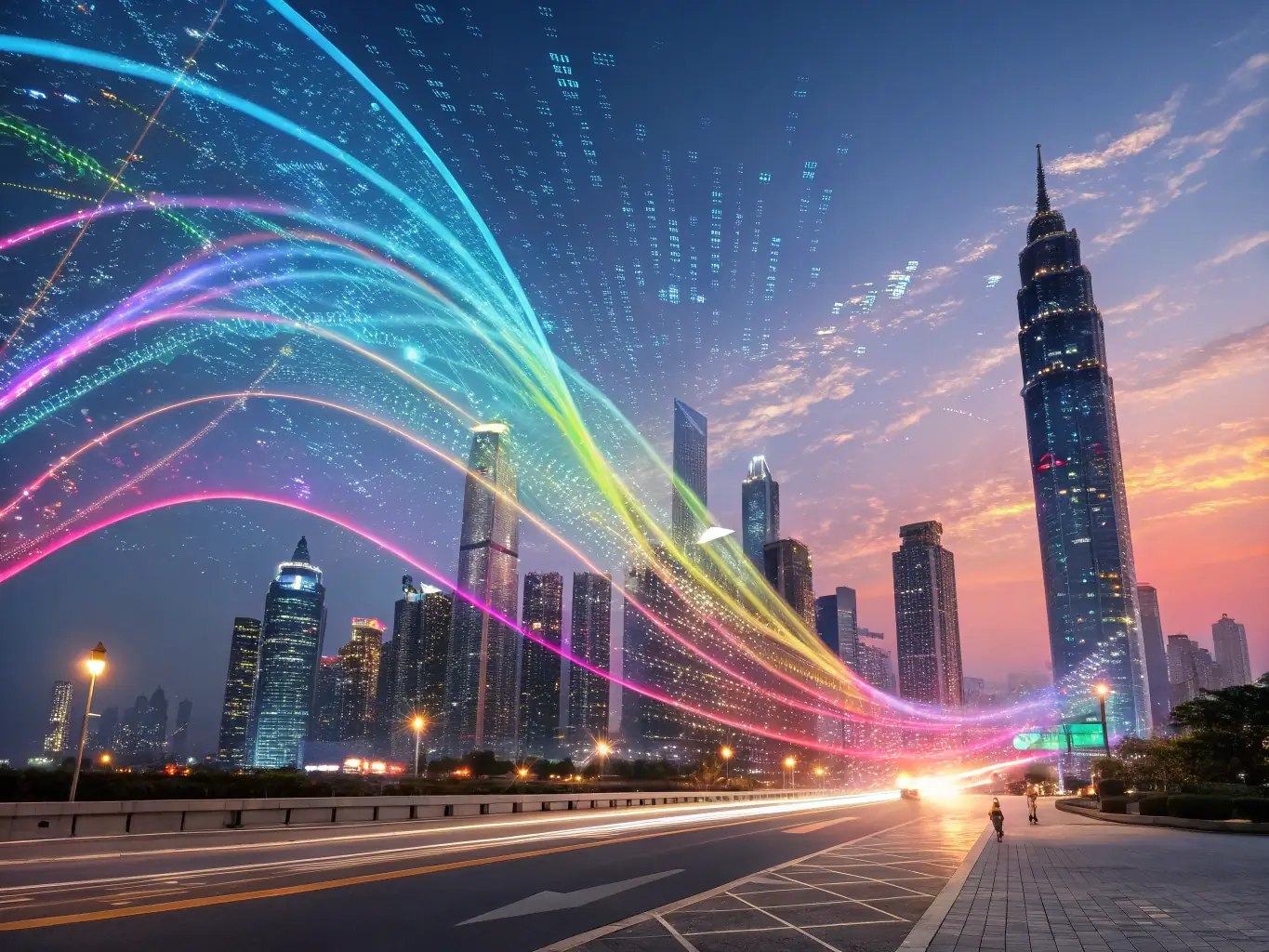 A futuristic image depicting AI algorithms generating content and optimizing it for various search platforms. The image should convey a sense of automation and intelligent optimization.