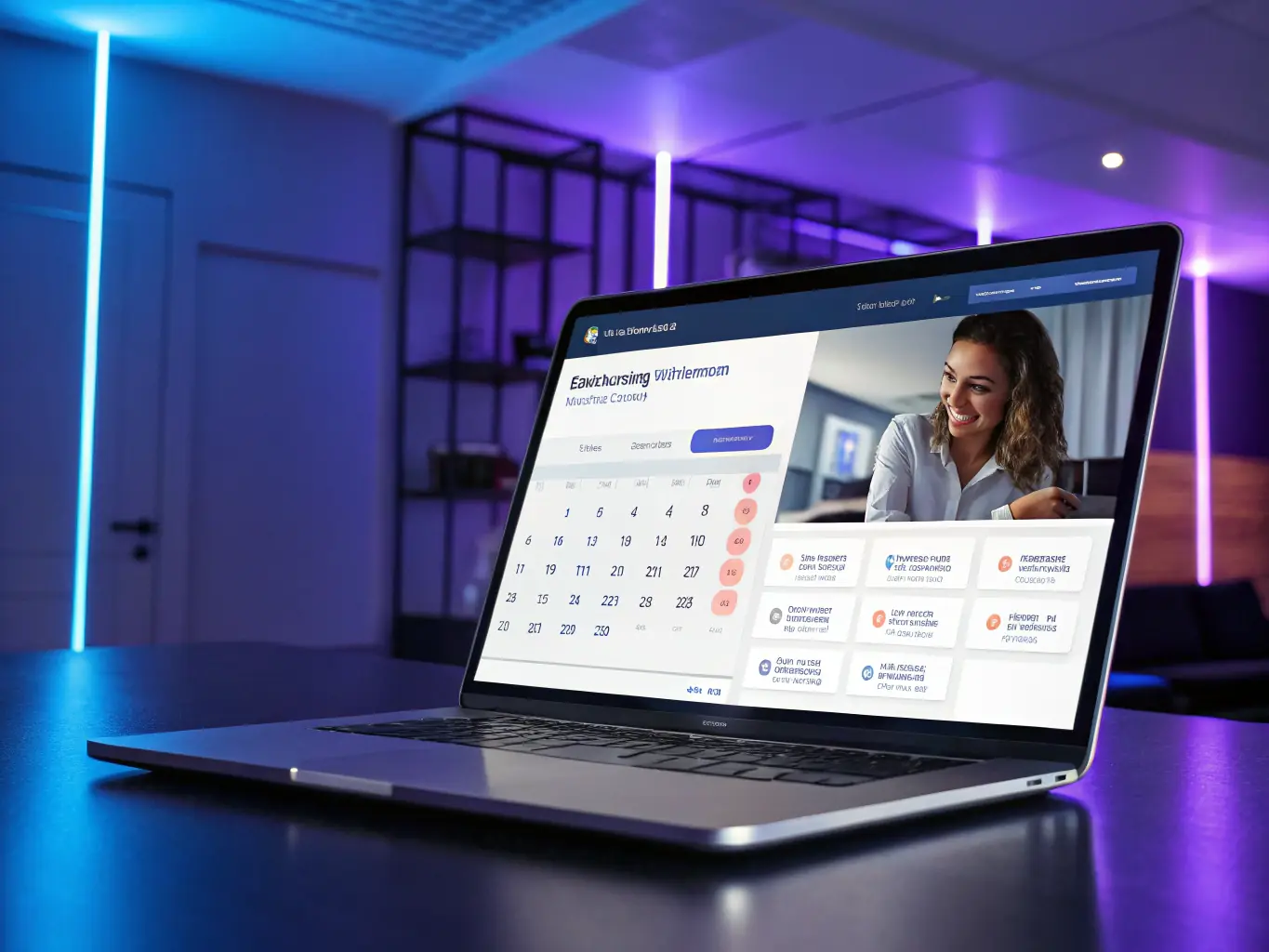 An automated calendar booking system interface, showing available slots and integration with a coach's schedule.